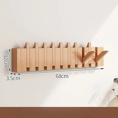Elegant Foldable Wooden Wall Hook Rack for Easy Organization