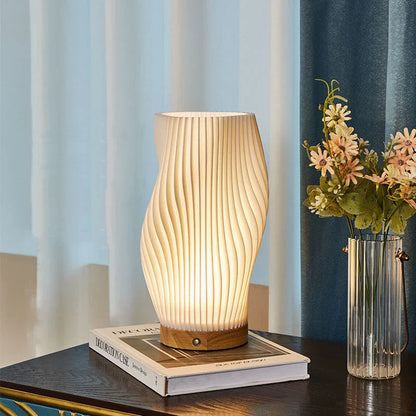 Dimmable Table Lamp with Two Light Settings in Artistic Wave Design
