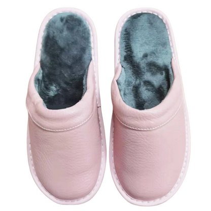 Leather Indoor and Outdoor Winter Slippers with Plush Lining for All