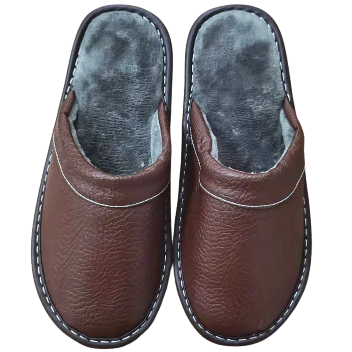 Leather Indoor and Outdoor Winter Slippers with Plush Lining for All