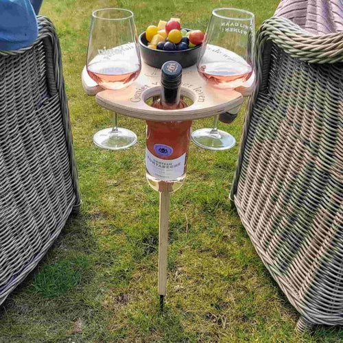 Portable Outdoor Wine Table – Foldable Stand for Bottles and Glasses