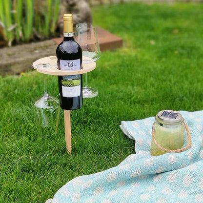 Portable Outdoor Wine Table – Foldable Stand for Bottles and Glasses