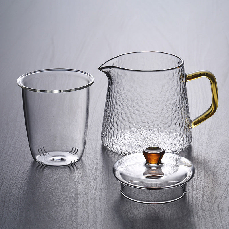 Handcrafted Glass Teapot with Infuser and Gold Handle – Heat-Resistant