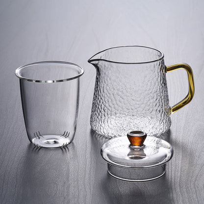 Handcrafted Glass Teapot with Infuser and Gold Handle – Heat-Resistant