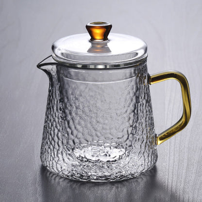 Handcrafted Glass Teapot with Infuser and Gold Handle – Heat-Resistant