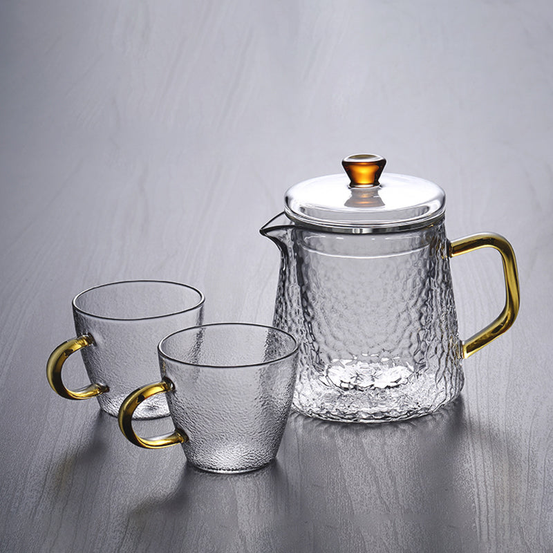 Handcrafted Glass Teapot with Infuser and Gold Handle – Heat-Resistant