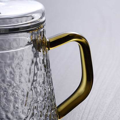 Handcrafted Glass Teapot with Infuser and Gold Handle – Heat-Resistant