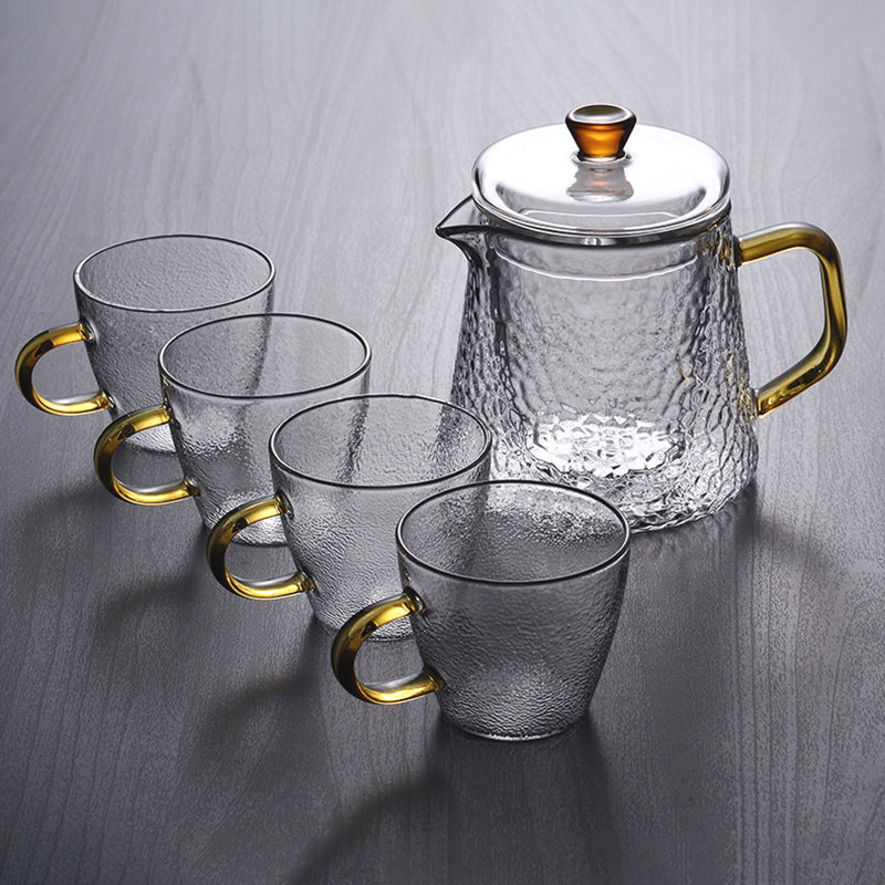 Handcrafted Glass Teapot with Infuser and Gold Handle – Heat-Resistant