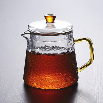Handcrafted Glass Teapot with Infuser and Gold Handle – Heat-Resistant
