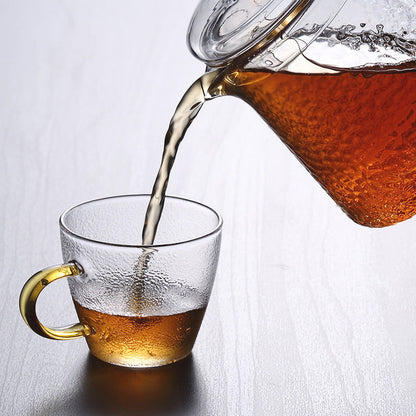 Handcrafted Glass Teapot with Infuser and Gold Handle – Heat-Resistant