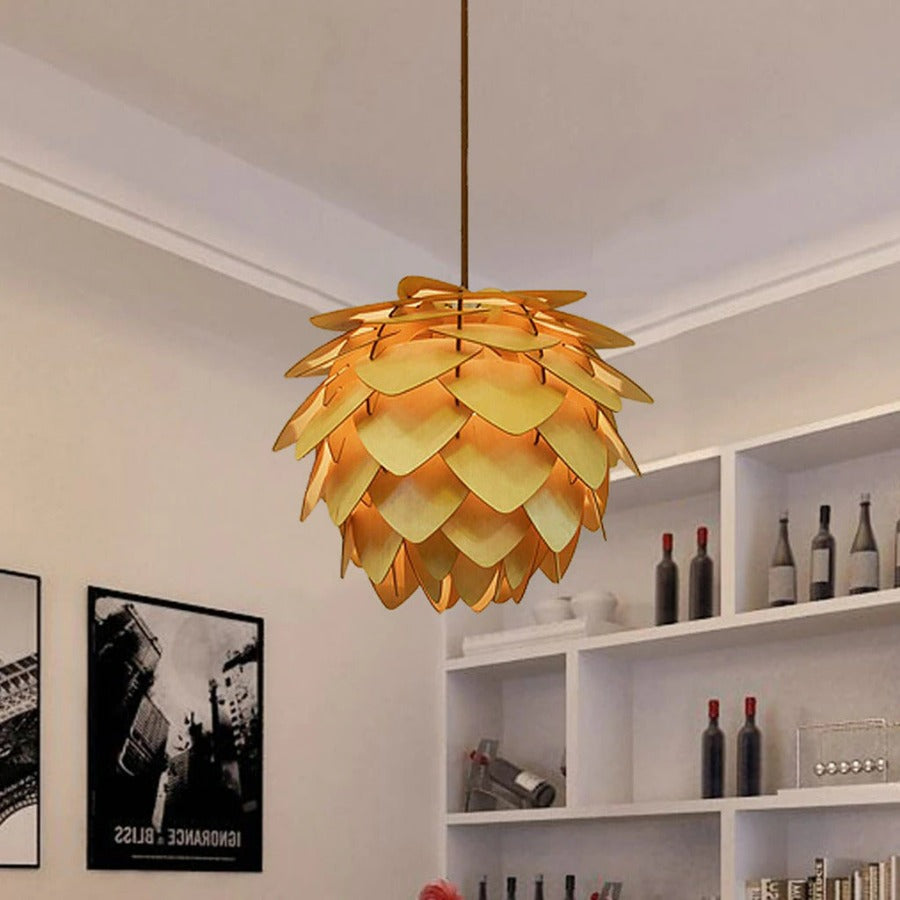 Chalet Style Wooden Pendant Light - Soft Warm Glow
