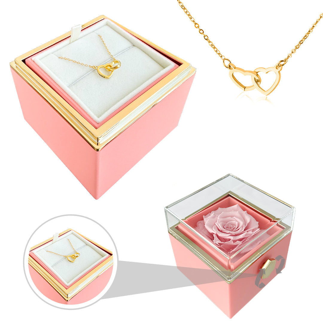 Rose and Heart Necklace Gift Set – Light Eternal Rose with Secret Love Pendant