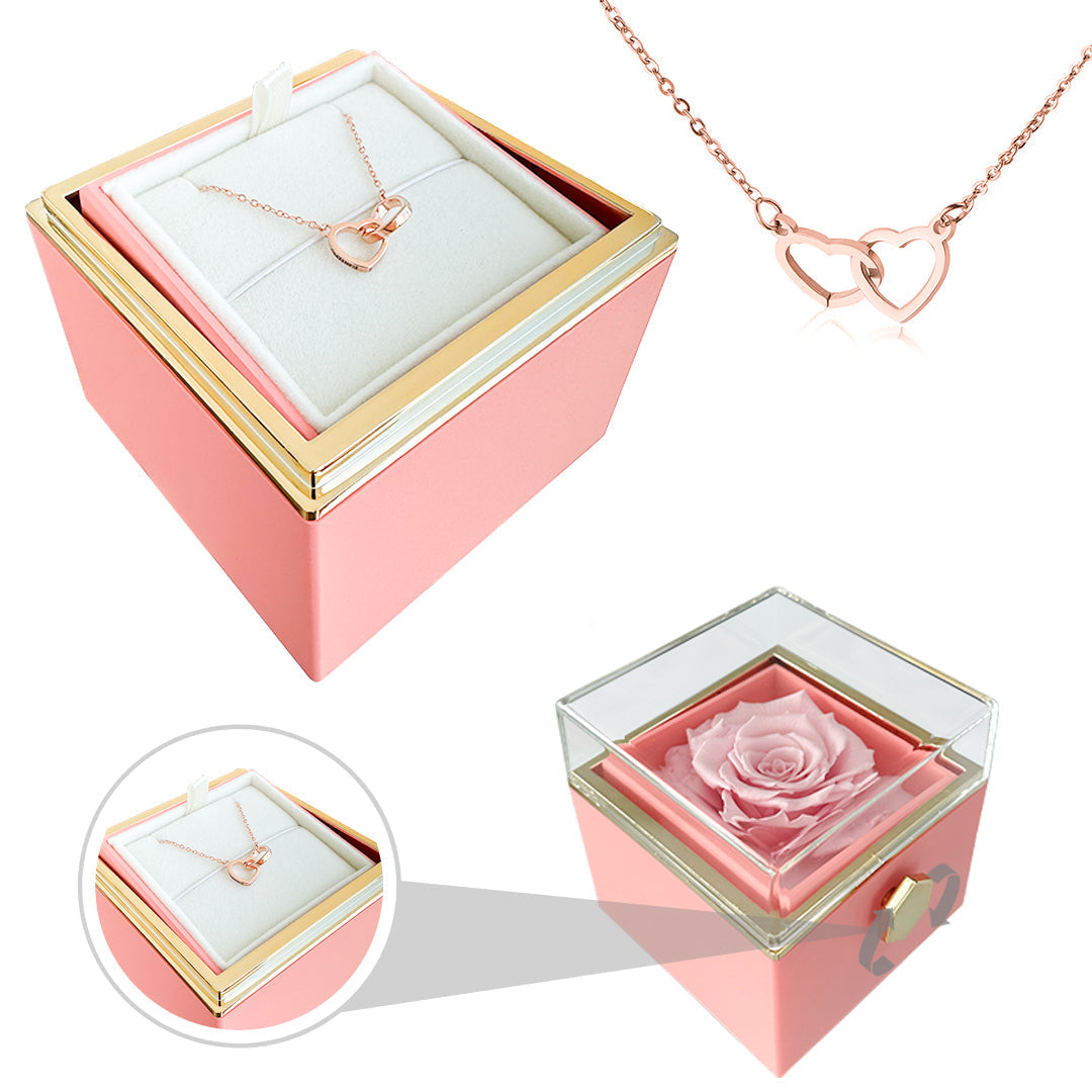 Rose and Heart Necklace Gift Set – Light Eternal Rose with Secret Love Pendant
