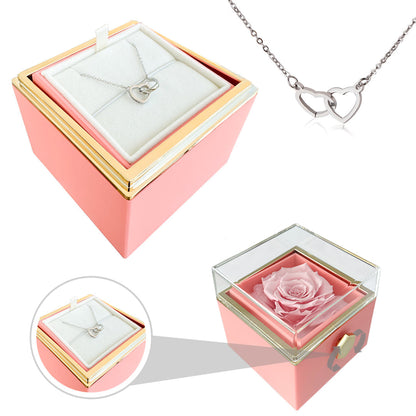 Rose and Heart Necklace Gift Set – Light Eternal Rose with Secret Love Pendant