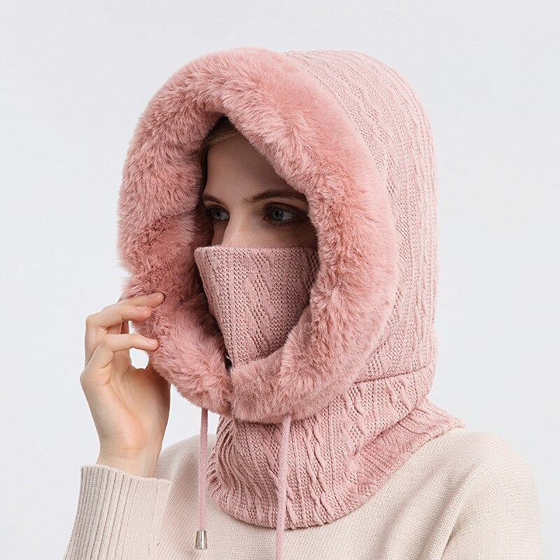 Luxurious Cashmere Knit Hat and Mask Set for Winter