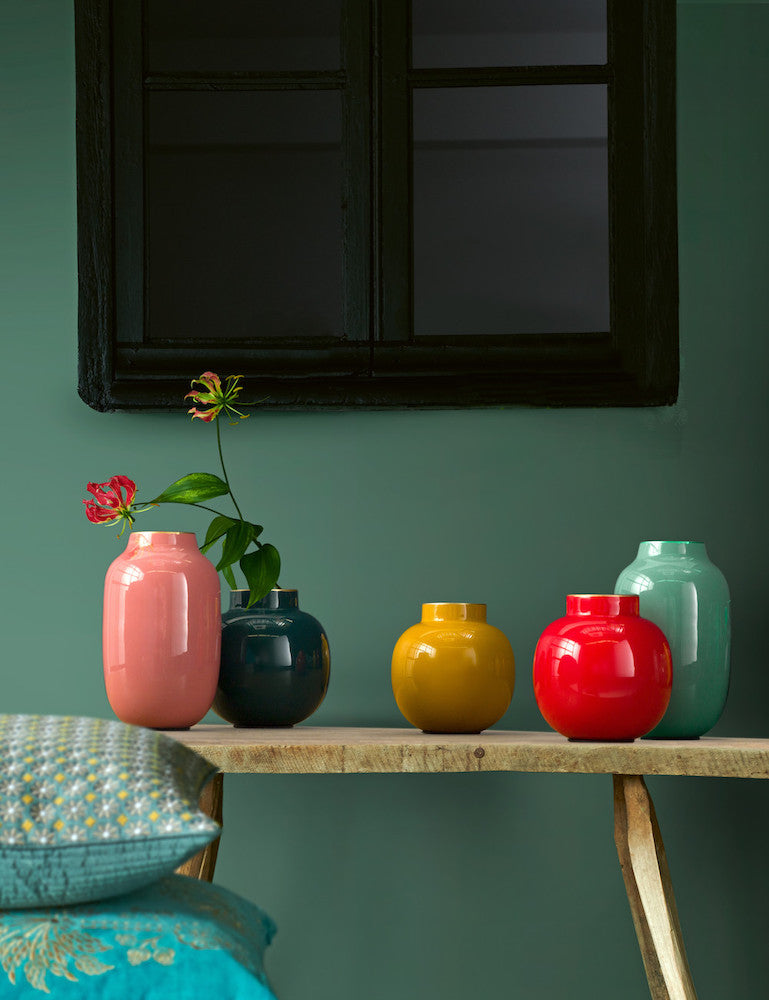 Metal Vase in Blue - 32 cm Height