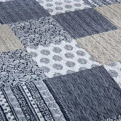 Charming Blue & White Patchwork Coverlet Set