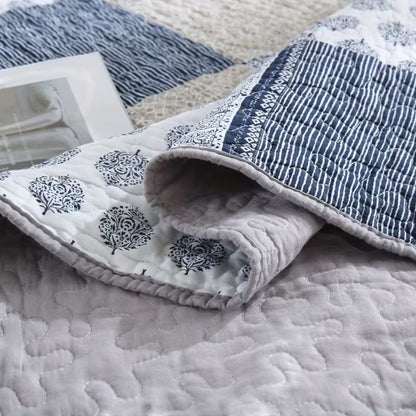 Charming Blue & White Patchwork Coverlet Set