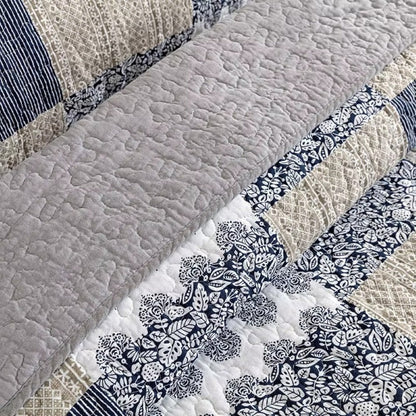 Charming Blue & White Patchwork Coverlet Set