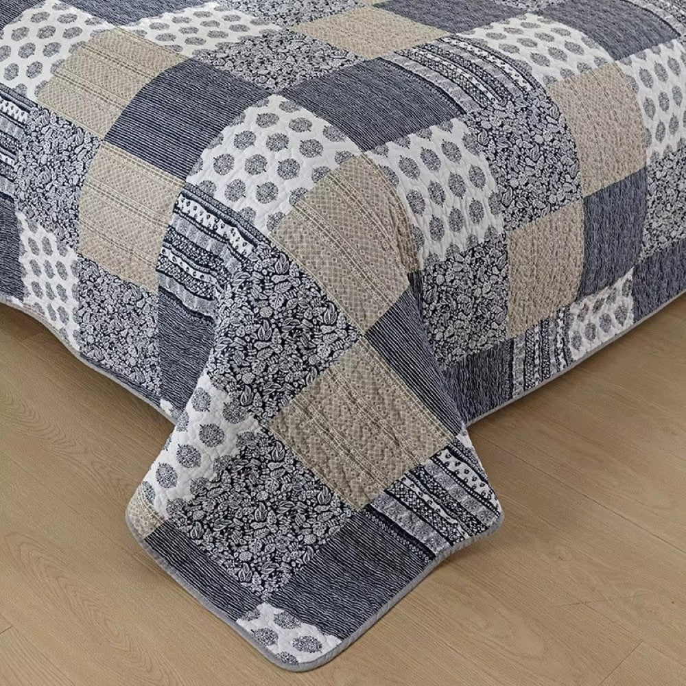 Charming Blue & White Patchwork Coverlet Set