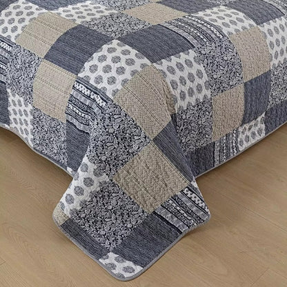 Charming Blue & White Patchwork Coverlet Set
