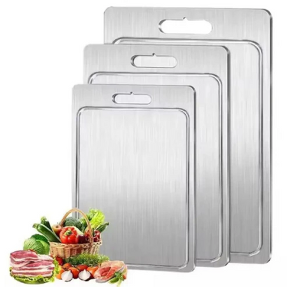 Stainless Steel Kitchen Cutting Board with Dual-Sided Design