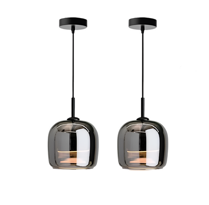 Nordic Black Glass Hanging Light Fixture - Modern Pendant Lamp for Dining and Kitchen
