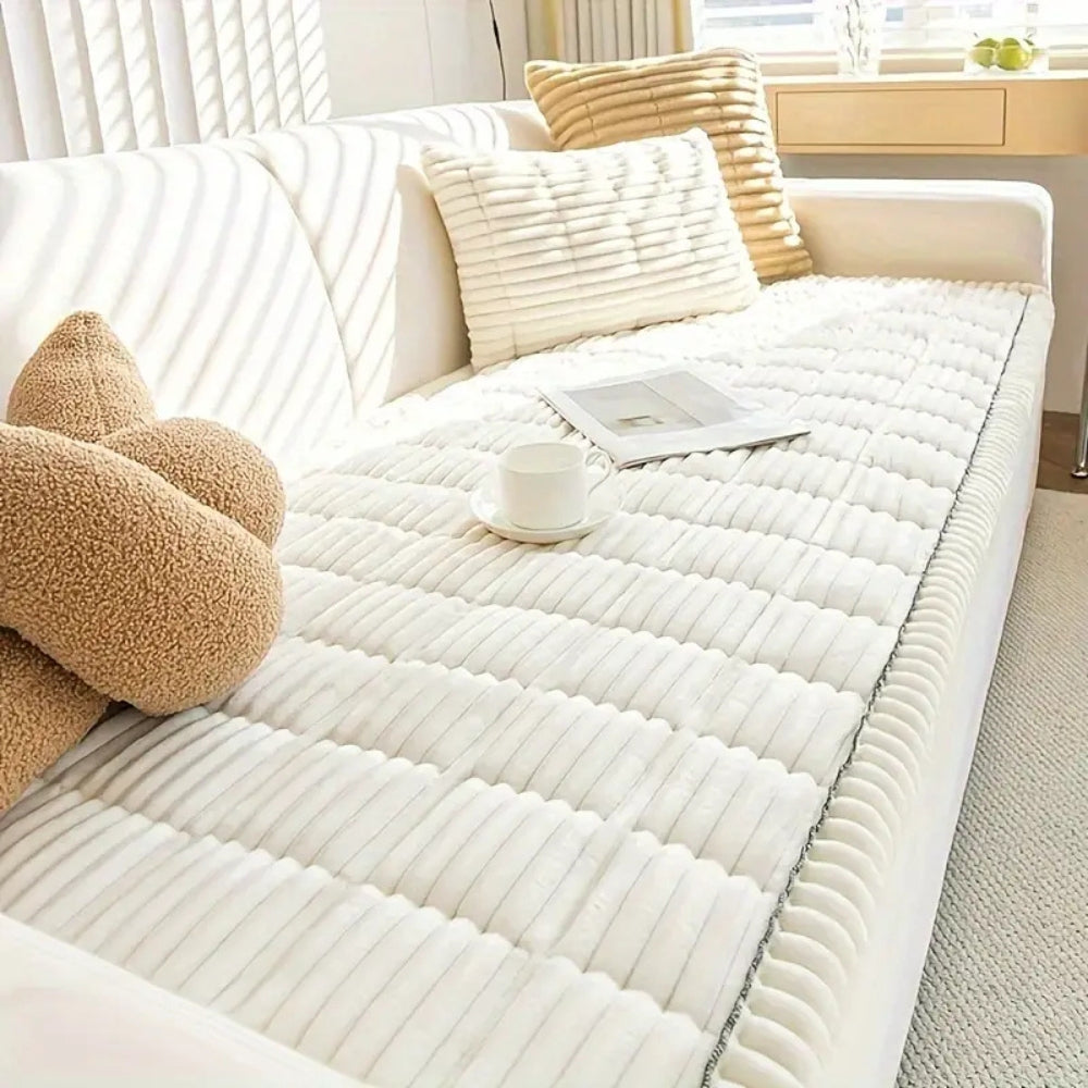 Soft Flannel Sofa Cover – Washable, Anti-Slip, Pleated Design