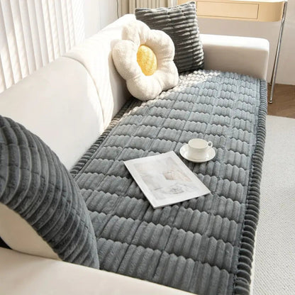 Soft Flannel Sofa Cover – Washable, Anti-Slip, Pleated Design