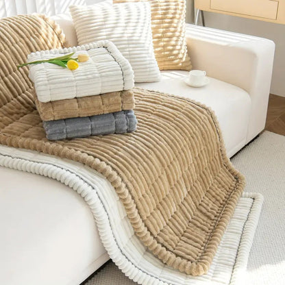 Soft Flannel Sofa Cover – Washable, Anti-Slip, Pleated Design