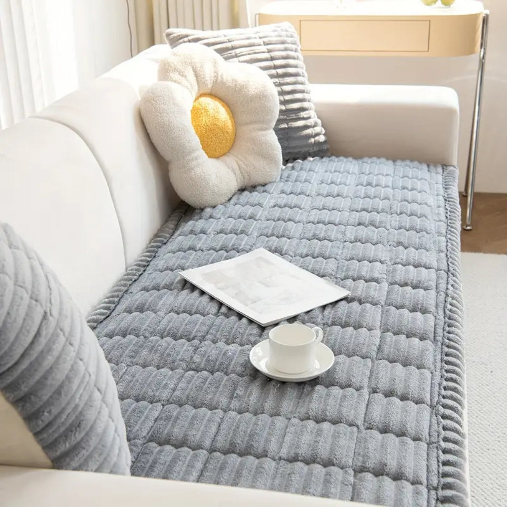 Soft Flannel Sofa Cover – Washable, Anti-Slip, Pleated Design