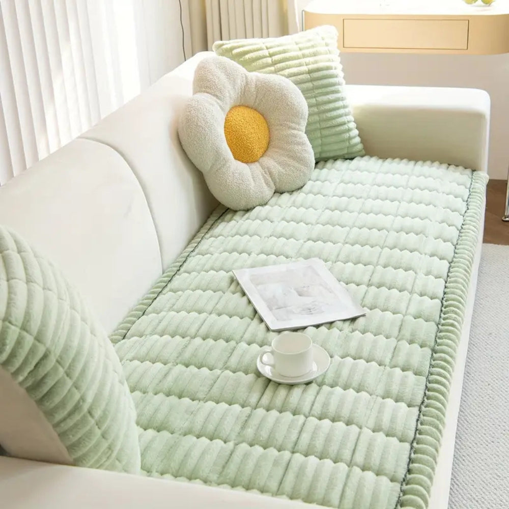 Soft Flannel Sofa Cover – Washable, Anti-Slip, Pleated Design