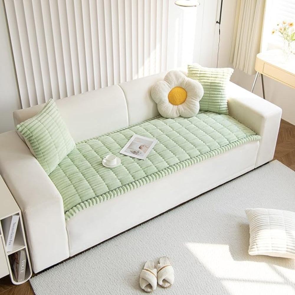 Soft Flannel Sofa Cover – Washable, Anti-Slip, Pleated Design