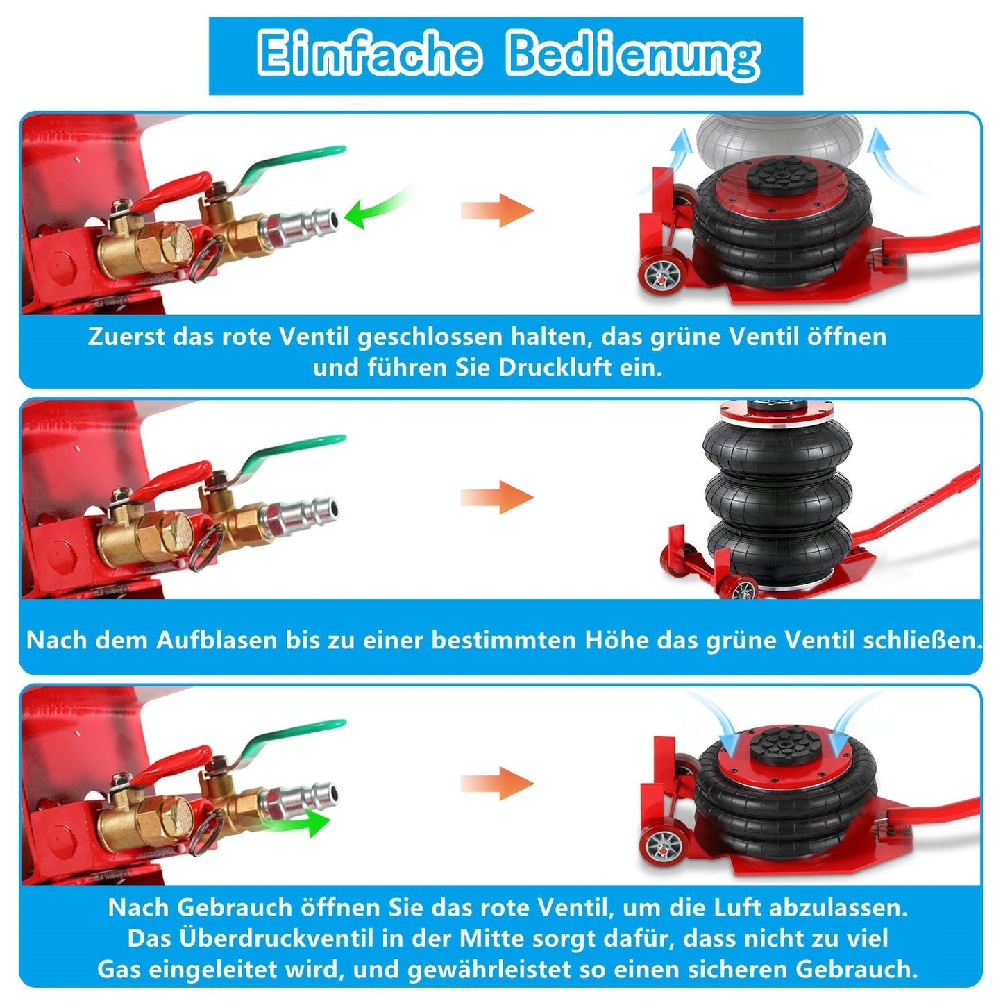 Triple Bag Airjack - 3T Pneumatic Lift Tool