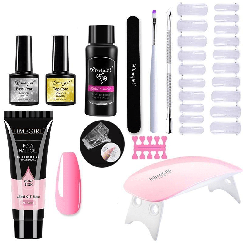 Nail Extension Set for Home Manicure with UV Light