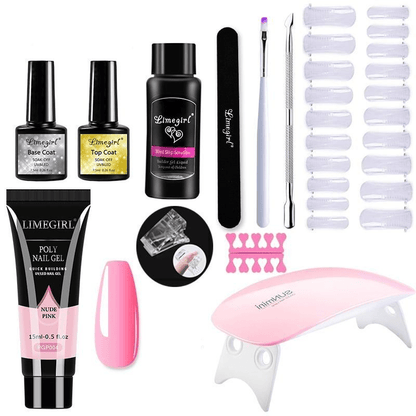 Nail Extension Set for Home Manicure with UV Light