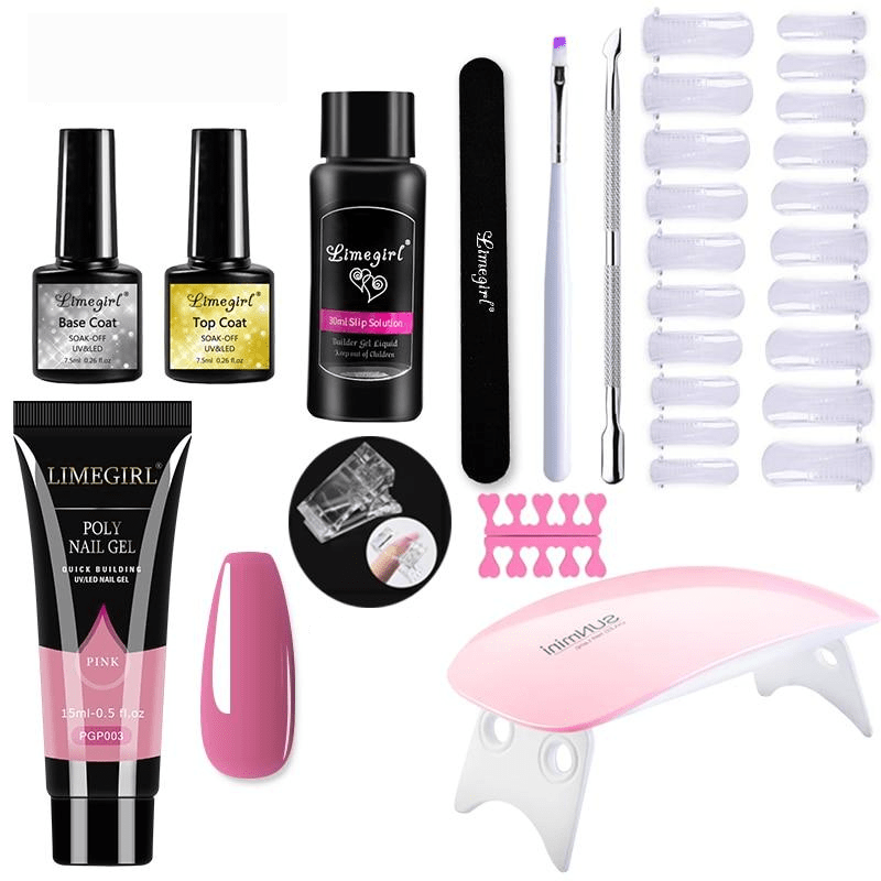 Nail Extension Set for Home Manicure with UV Light