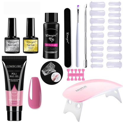 Nail Extension Set for Home Manicure with UV Light