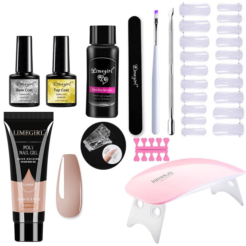 Nail Extension Set for Home Manicure with UV Light