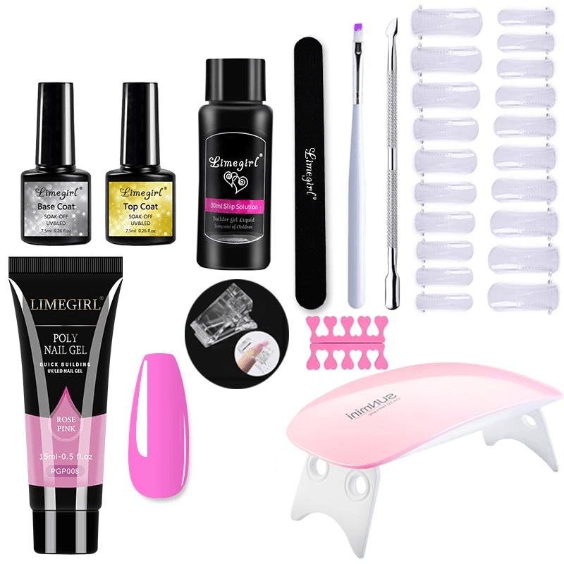 Nail Extension Set for Home Manicure with UV Light