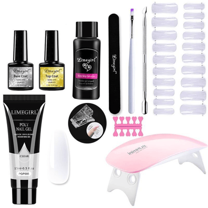 Nail Extension Set for Home Manicure with UV Light