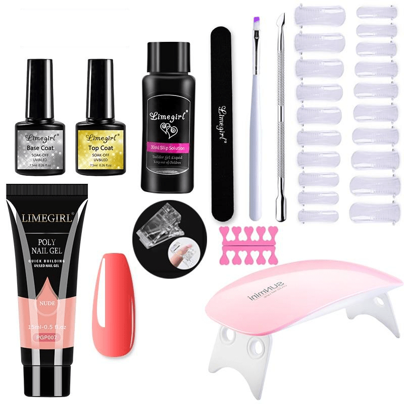 Nail Extension Set for Home Manicure with UV Light