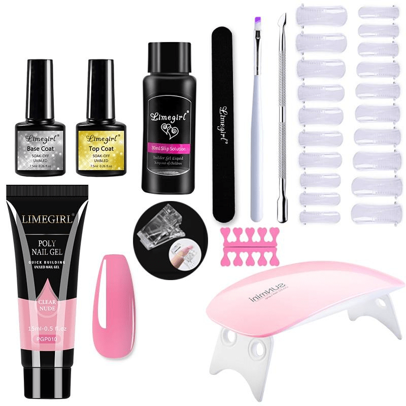 Nail Extension Set for Home Manicure with UV Light