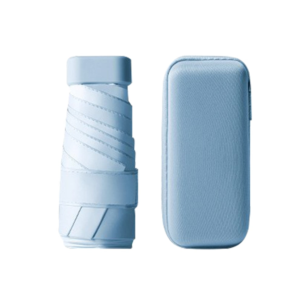 Compact Travel Umbrella with UV Shield, Hard Case, and Wind Resistance