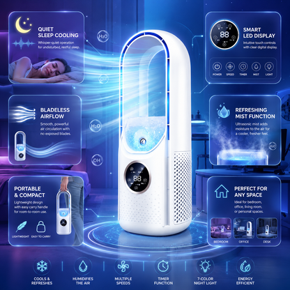 Compact Bladeless Cooling Unit – Quiet Portable Air Conditioner