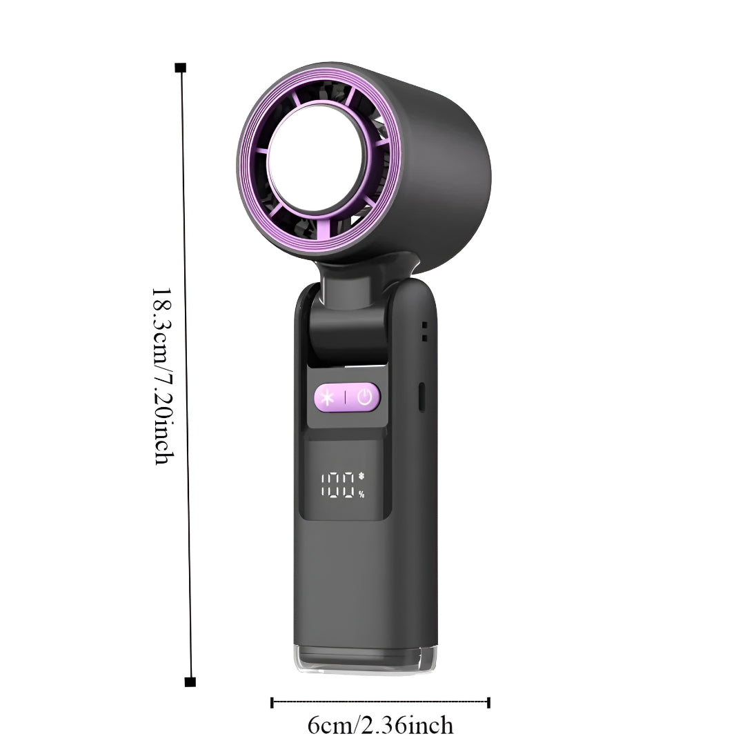 Compact Rechargeable Handheld Cooling Fan with LED Display