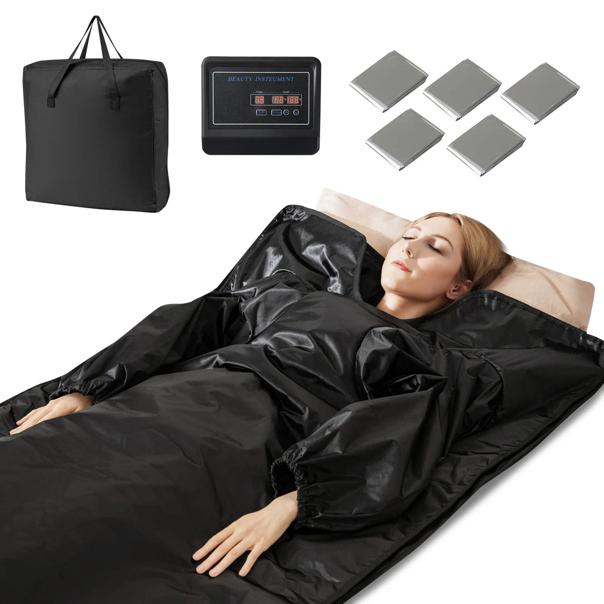 Foldable Waterproof Infrared Sauna Blanket 36 x 76 in | 6 Heat Settings, 86–176°F, Timer 1–60 Minutes, Armholes