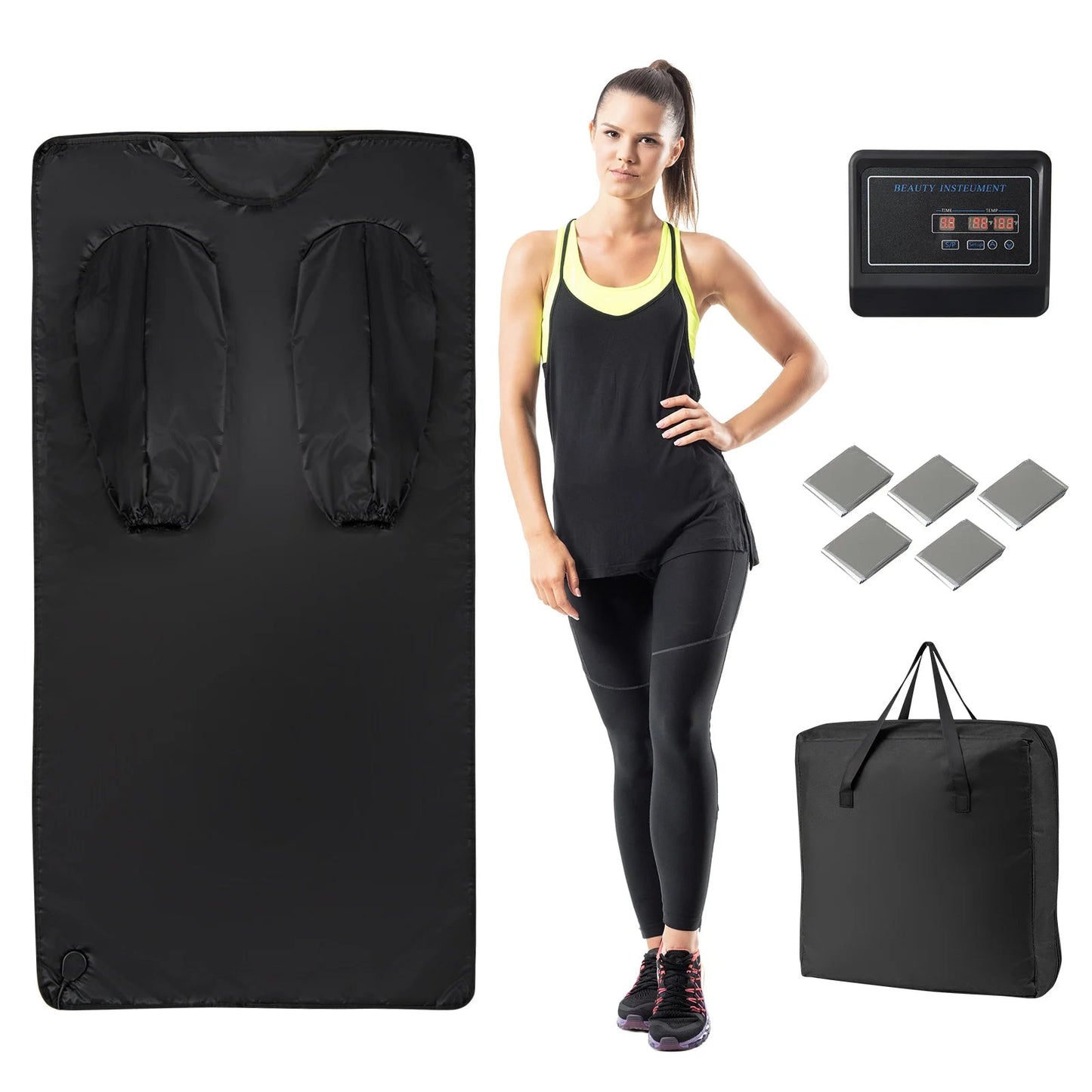 Foldable Waterproof Infrared Sauna Blanket 36 x 76 in | 6 Heat Settings, 86–176°F, Timer 1–60 Minutes, Armholes