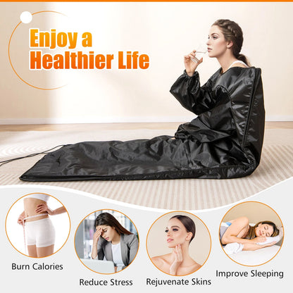 Foldable Waterproof Infrared Sauna Blanket 36 x 76 in | 6 Heat Settings, 86–176°F, Timer 1–60 Minutes, Armholes