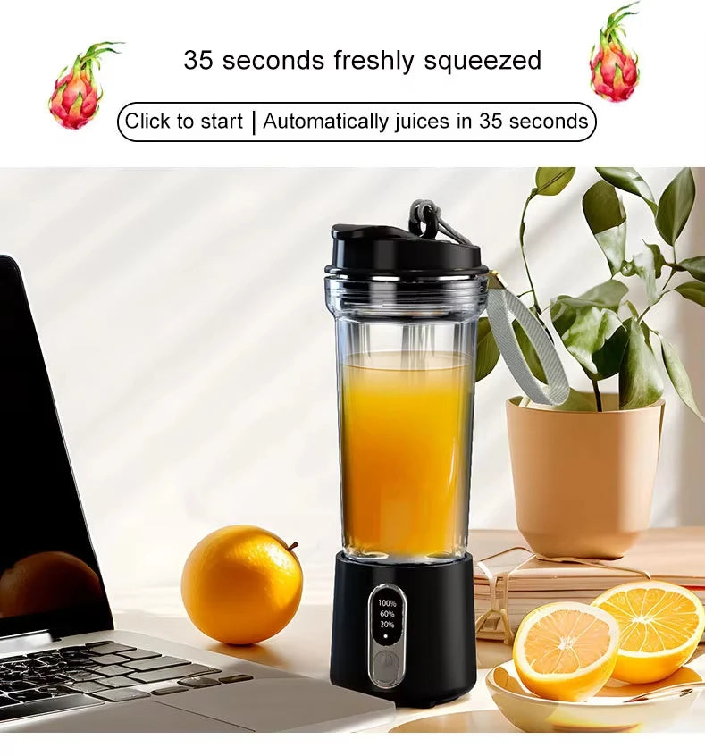 USB Rechargeable Smoothie Maker - Portable Blender with 4000mAh Battery